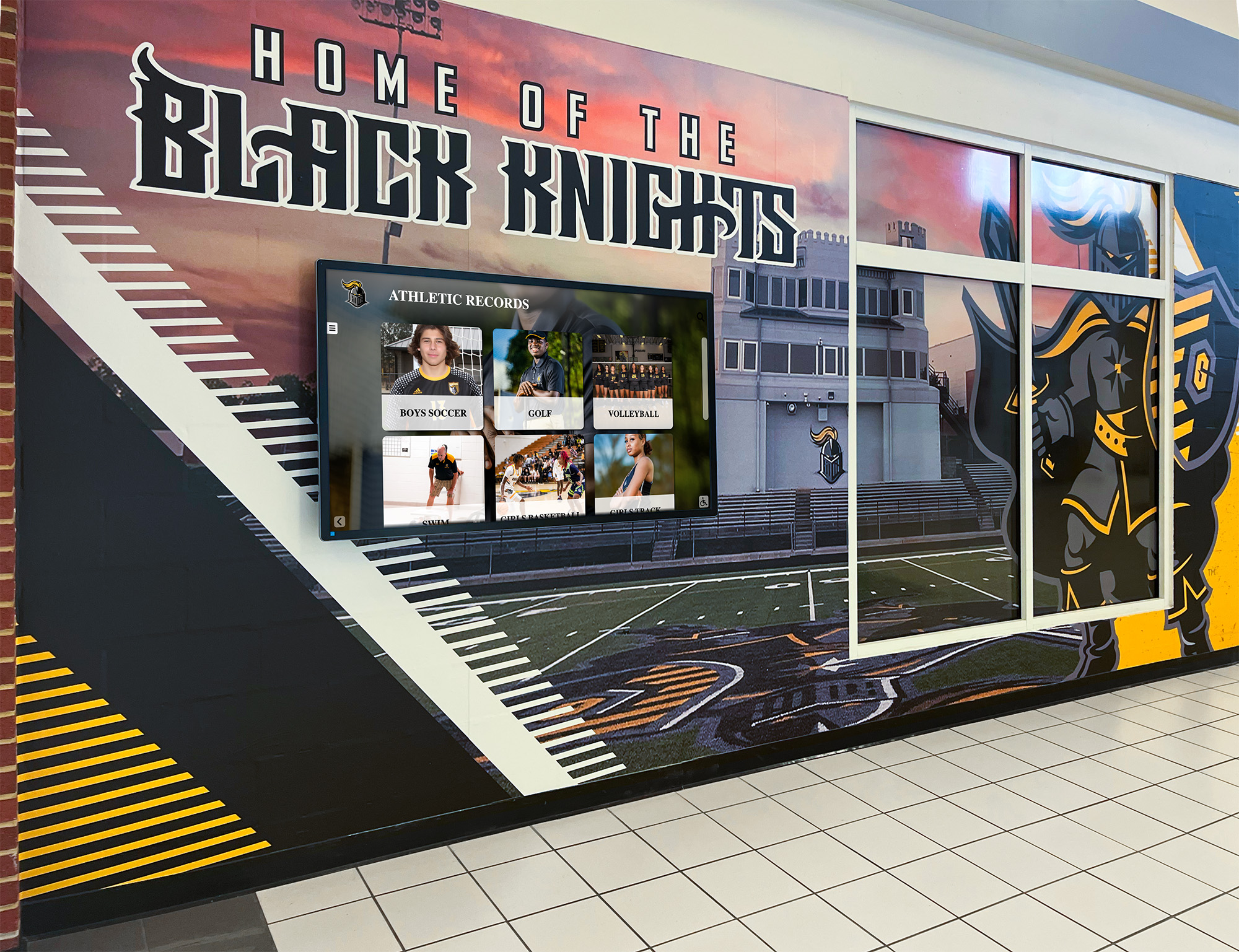 Installed digital recognition display in athletic facility