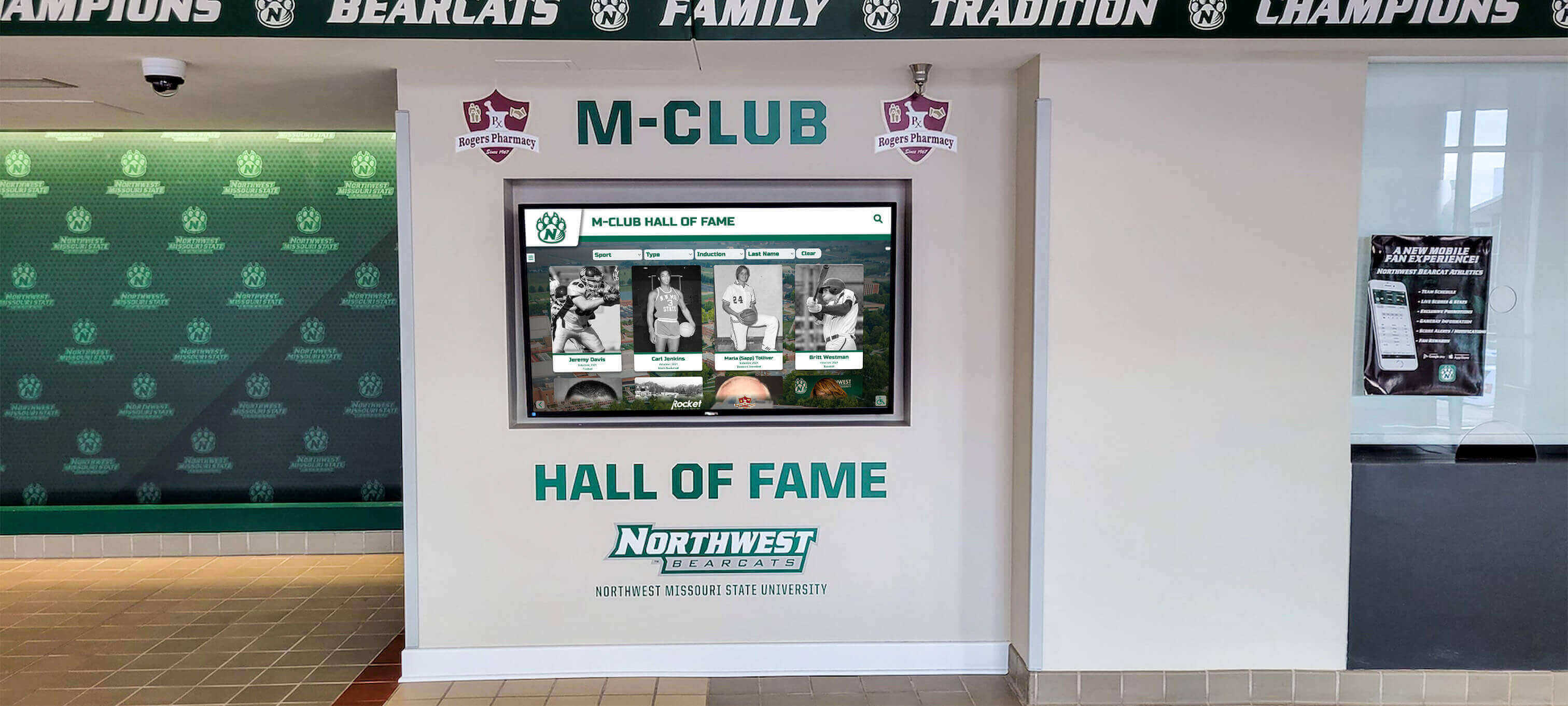 Campus display promoting famous alumni recognition