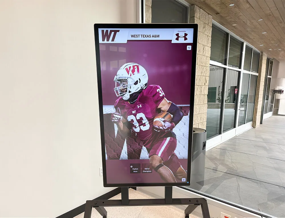 High school stadium digital display featuring athlete recognition